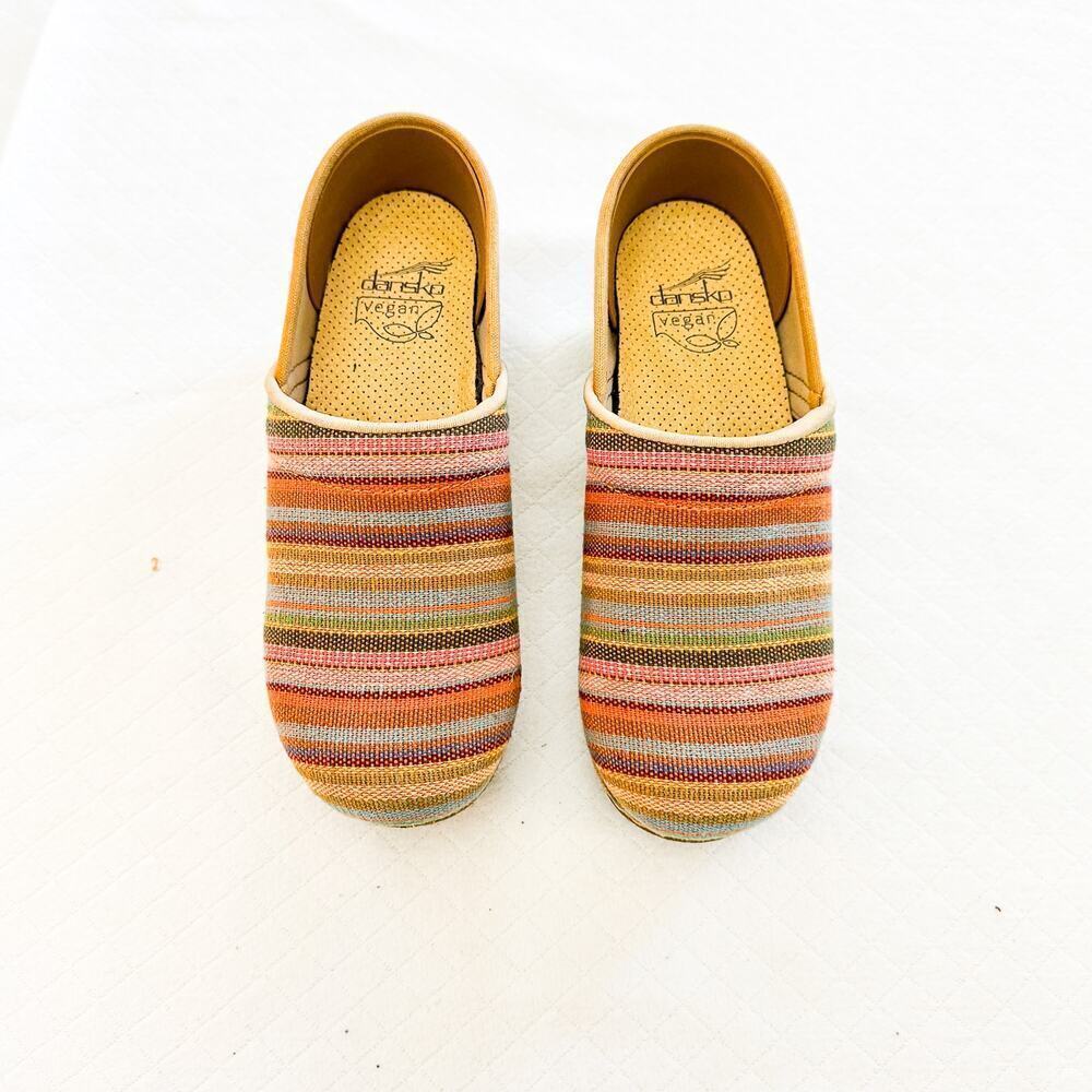 Dansko Jute Pro Stripe Pattern Womens Professional Vegan Clogs Size 36 EUC-MINT